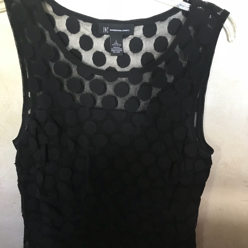 Ann Taylor polka dot overlay lace top
